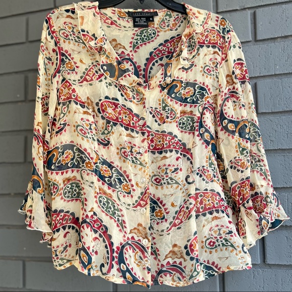 Tess Studio Tops - 100% silk ,mother of pearl buttons blouse-sheer